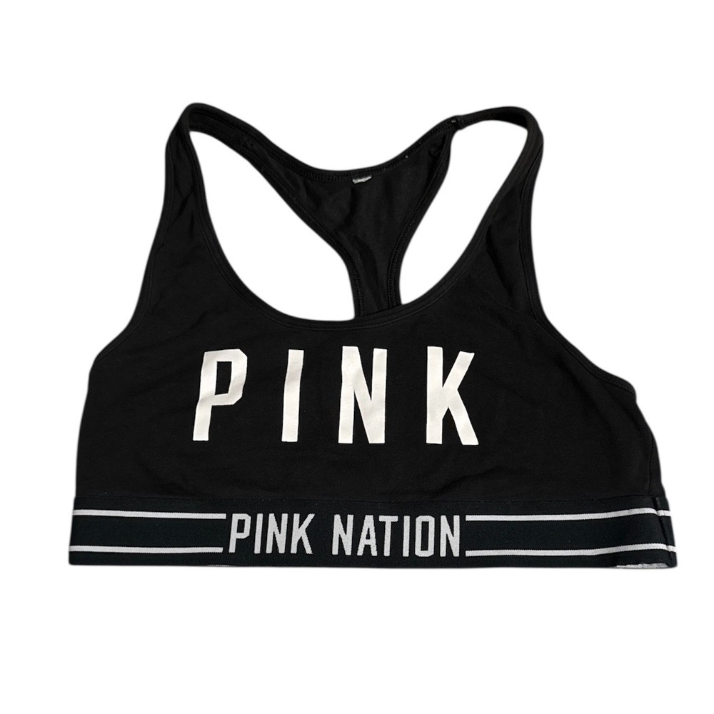 Victorias Secret PINK Nation Sports Bra Black Racerback Small